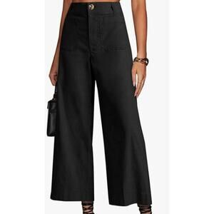 Miduo Black Wide Leg High Waisted Crop Pants sz 31 NEW